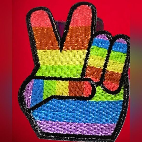 PEACE LGBTQ GAY & LESBIAN Pride Iron-On PATCH BADGE 2.5" x 3.5" Inc SET OF TWO - Picture 7 of 13